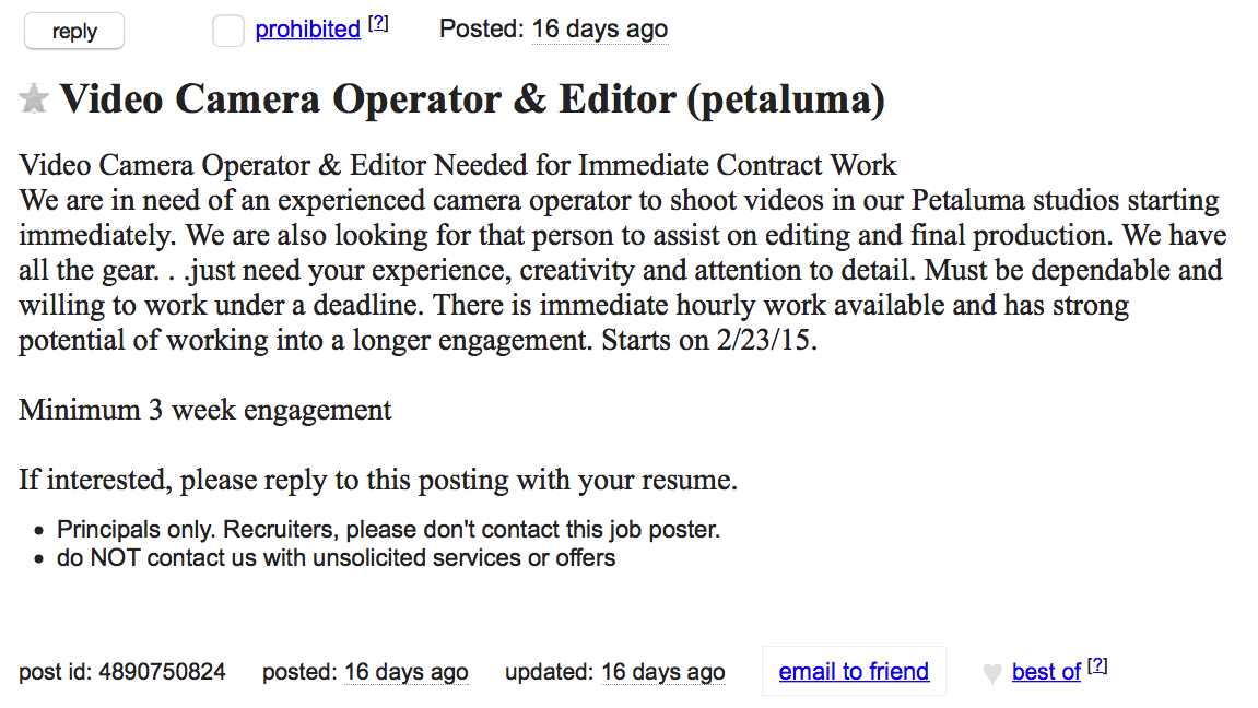 Shut this down, but reporting it to Craigslist as a scam.