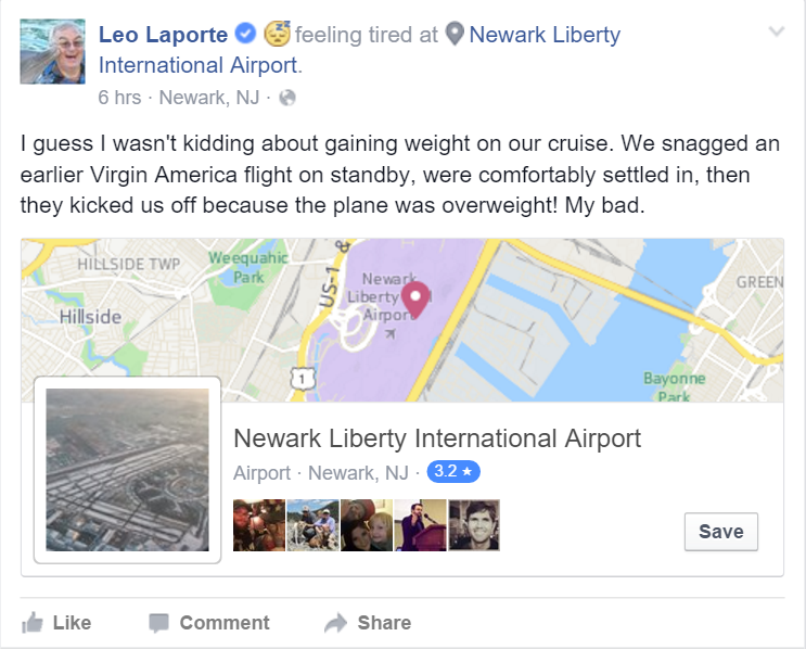 Leo Laporte Facebook: Too Fat to Fly