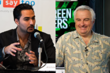 Left: Media mogul Andrew Zarian. Right: Fat washed up DJ pretending to be computer expert.